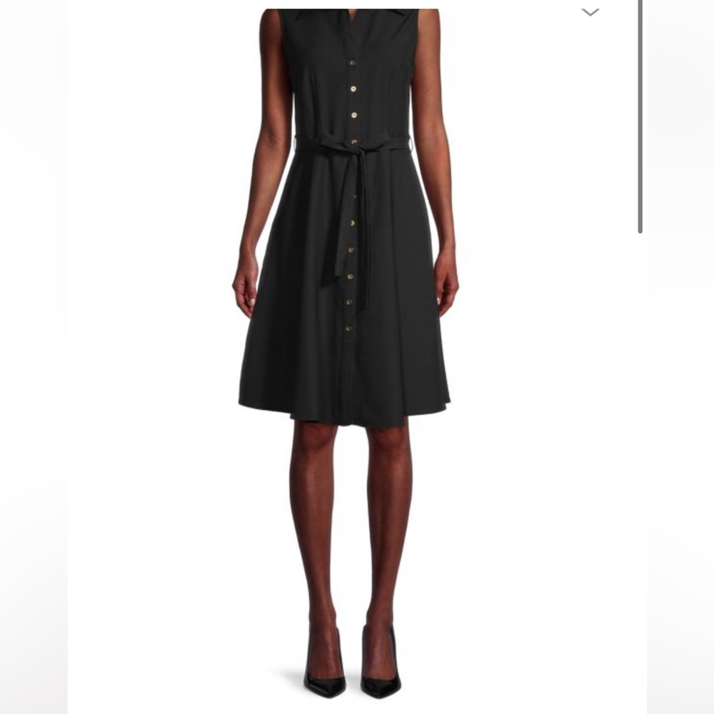 Sharagano sleeveless belted shirt dress